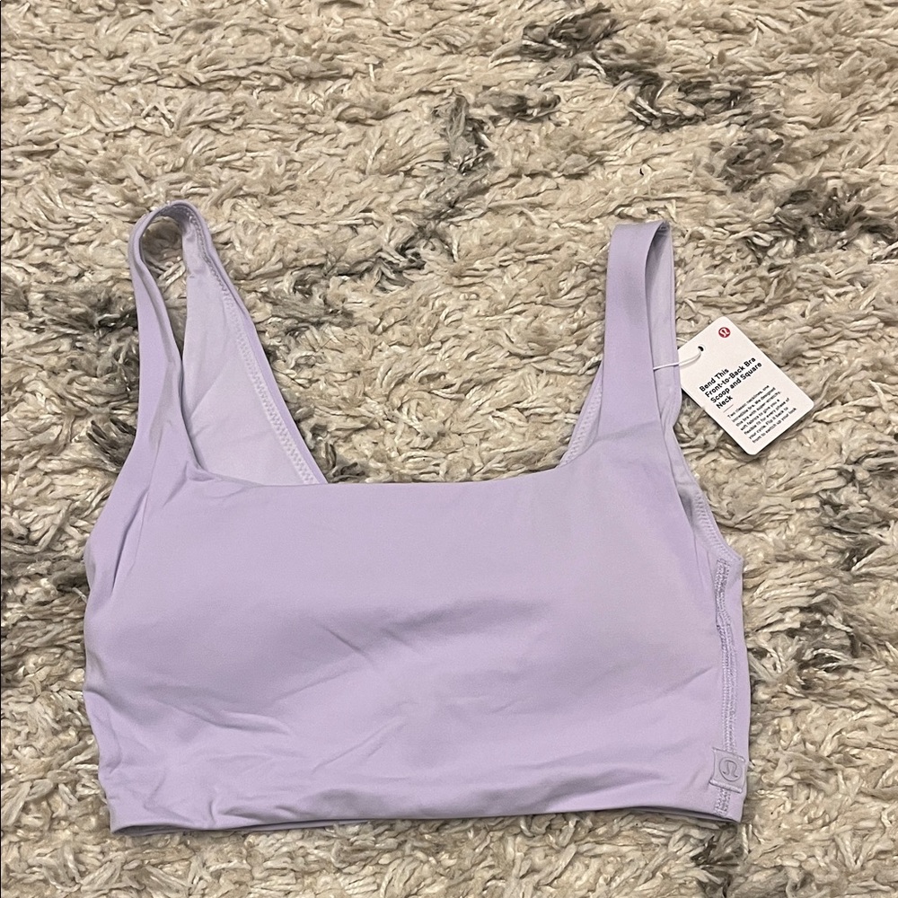 Lululemon bend this scoop and square bra. Size xxs/xs. Lavender Frost. New.